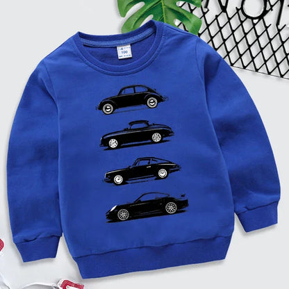 Hoodies 2025 Fashion Boys O-neck Sweatshirt Rally Group B Cars Print Tracksuit Fashion Car Fans Kids Clothes Girls Streetwear