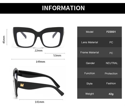 Oversized Square Women's Glasses Frames Fashion Black Anti Blue Light Eyeglasses Optical Lenses Female Luxury Brand Big Eyewear