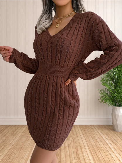 Women Sweater Dresses Cocktail V Neck Knitted Dress Sweater Sheath Dress.