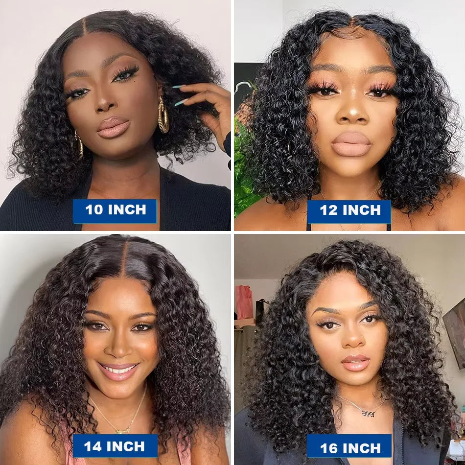 Curly 100% Human Hair Wig 200% Deep Wave Short Bob Wigs 13×4 Lace Front Brazilian Remy Wig for Women 12 14 Inch For Women