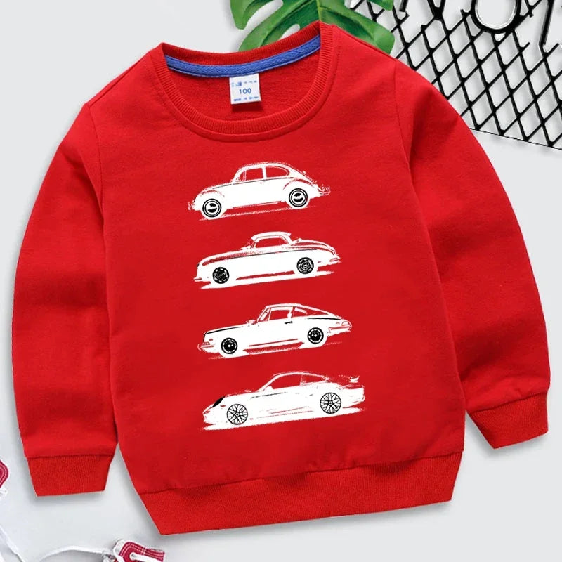 Hoodies 2025 Fashion Boys O-neck Sweatshirt Rally Group B Cars Print Tracksuit Fashion Car Fans Kids Clothes Girls Streetwear