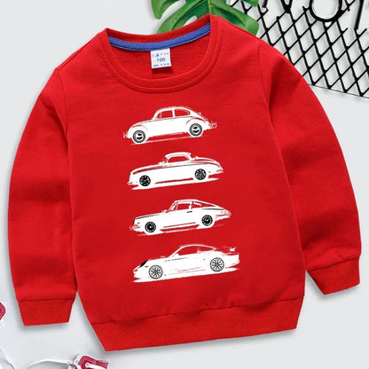 Hoodies 2025 Fashion Boys O-neck Sweatshirt Rally Group B Cars Print Tracksuit Fashion Car Fans Kids Clothes Girls Streetwear