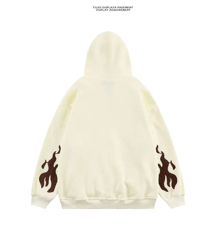 Hooded Sweatshirt Men's Women's Cross Embroidery Couple Trend Street Loose Hoodies for Men Clothing Youth Autumn Spring