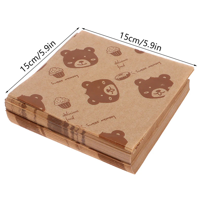 100PC Sandwich Packaging Paper Food Grade Without BisphenolA Oil Resistant Paper Bread Sandwich Fries Oilpaper Baking Tools