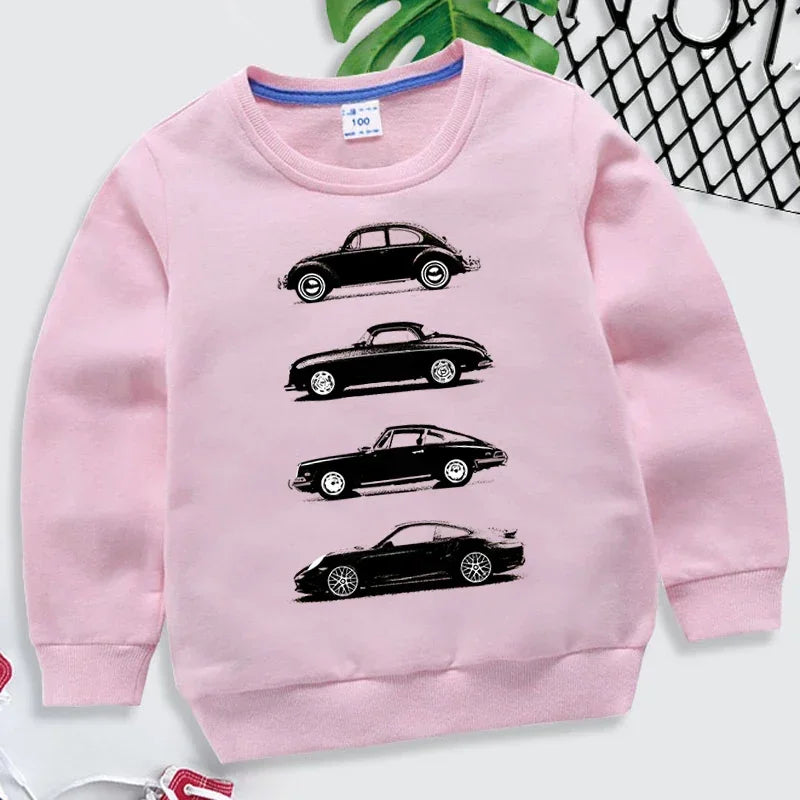Hoodies 2025 Fashion Boys O-neck Sweatshirt Rally Group B Cars Print Tracksuit Fashion Car Fans Kids Clothes Girls Streetwear