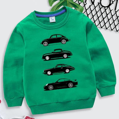 Hoodies 2025 Fashion Boys O-neck Sweatshirt Rally Group B Cars Print Tracksuit Fashion Car Fans Kids Clothes Girls Streetwear