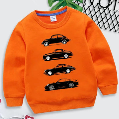 Hoodies 2025 Fashion Boys O-neck Sweatshirt Rally Group B Cars Print Tracksuit Fashion Car Fans Kids Clothes Girls Streetwear
