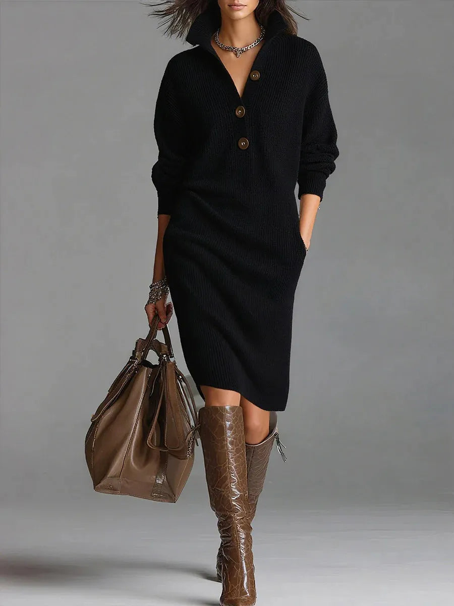 Fall Winter Sweater Dress Women 2025 Fashion Solid Color Slim Long Sleeve Midi Dresses Elegant