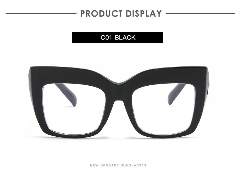 Oversized Square Women's Glasses Frames Fashion Black Anti Blue Light Eyeglasses Optical Lenses Female Luxury Brand Big Eyewear
