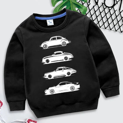 Hoodies 2025 Fashion Boys O-neck Sweatshirt Rally Group B Cars Print Tracksuit Fashion Car Fans Kids Clothes Girls Streetwear