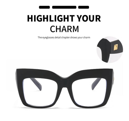Oversized Square Women's Glasses Frames Fashion Black Anti Blue Light Eyeglasses Optical Lenses Female Luxury Brand Big Eyewear