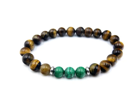 Natural Malachite Tiger Eye Beaded Bracelet Celebrity Goods