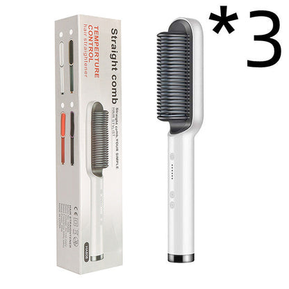 New 2 In 1 Hair Straightener Hot Comb Negative Ion Curling Tong Dual-purpose Electric Hair Brush MerchMallow