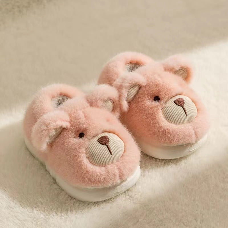 Plush Slippers Home Cotton Slippers Heel-wrapping Shoes Boys And Girls Warm Shoes MerchMallow