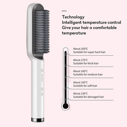 New 2 In 1 Hair Straightener Hot Comb Negative Ion Curling Tong Dual-purpose Electric Hair Brush MerchMallow