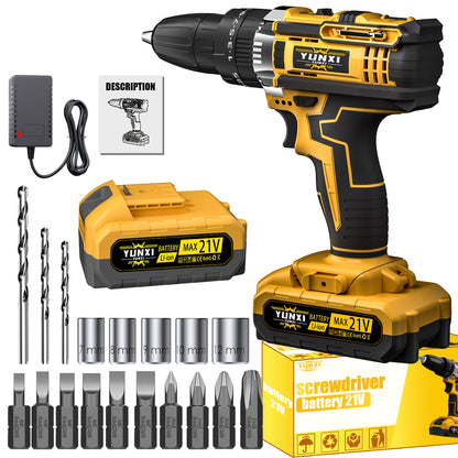 21V Cordless Impact Wrench Wireless Drill Kit with 4000mAh Battery, Brushless Electric Impact Gun Drill, Toolbox, Charger, Socket & Complete Accessories - Ideal Gift for Men