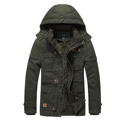 Men's Fleece Padded Jacket Mid-length Hooded Jacket MerchMallow