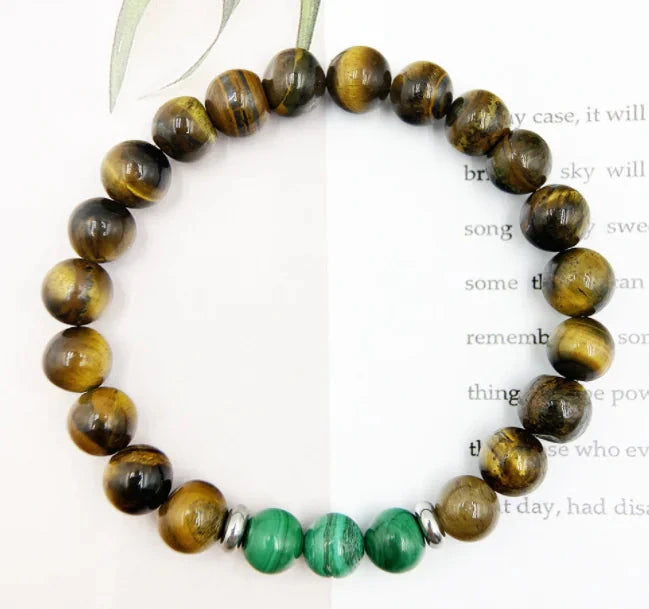 Natural Malachite Tiger Eye Beaded Bracelet Celebrity Goods