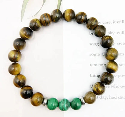 Natural Malachite Tiger Eye Beaded Bracelet Celebrity Goods