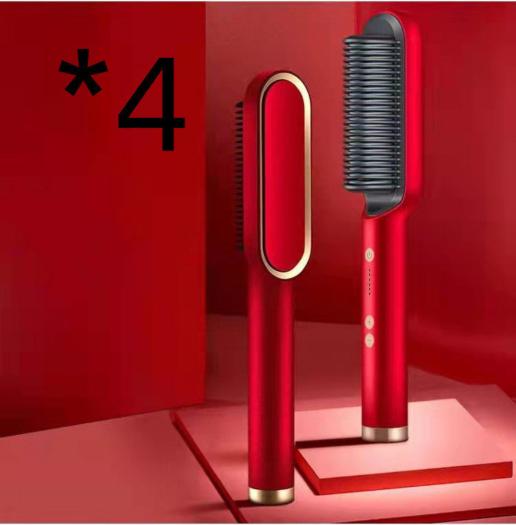 New 2 In 1 Hair Straightener Hot Comb Negative Ion Curling Tong Dual-purpose Electric Hair Brush MerchMallow