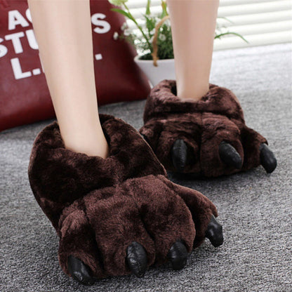Animal Claw Cotton Slippers Men's And Women's Winter Hand Shaped Brush Fluffy Slippers Dinosaur Cotton MerchMallow