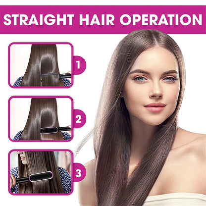 New 2 In 1 Hair Straightener Hot Comb Negative Ion Curling Tong Dual-purpose Electric Hair Brush MerchMallow
