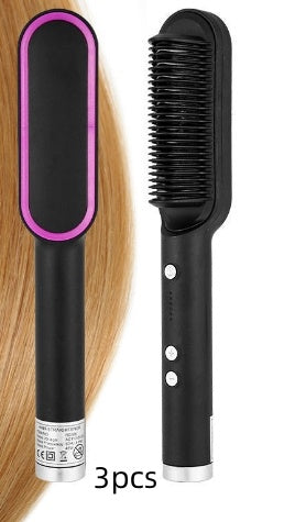 New 2 In 1 Hair Straightener Hot Comb Negative Ion Curling Tong Dual-purpose Electric Hair Brush MerchMallow