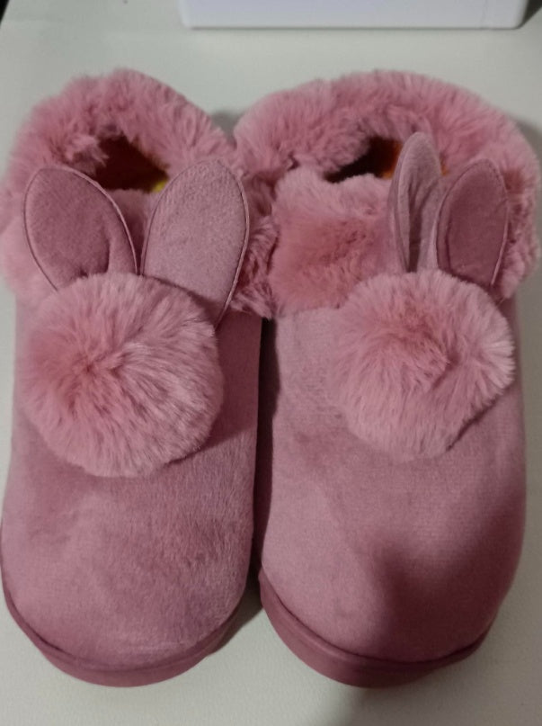 Autumn Winter Cotton Slippers Fur Rabbit Home Warm Thick Bottom Indoor Cotton Shoes Womens Slippers Cute Fluffy Cat Slippers MerchMallow