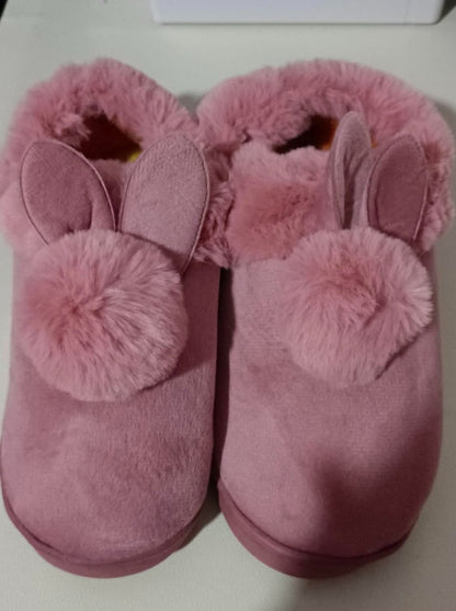 Autumn Winter Cotton Slippers Fur Rabbit Home Warm Thick Bottom Indoor Cotton Shoes Womens Slippers Cute Fluffy Cat Slippers MerchMallow