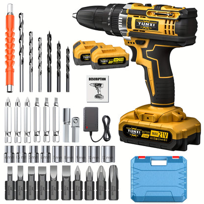21V Cordless Impact Wrench Wireless Drill Kit with 4000mAh Battery, Brushless Electric Impact Gun Drill, Toolbox, Charger, Socket & Complete Accessories - Ideal Gift for Men