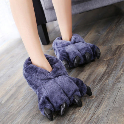 Animal Claw Cotton Slippers Men's And Women's Winter Hand Shaped Brush Fluffy Slippers Dinosaur Cotton MerchMallow
