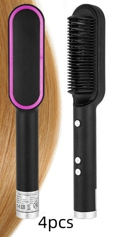 New 2 In 1 Hair Straightener Hot Comb Negative Ion Curling Tong Dual-purpose Electric Hair Brush MerchMallow