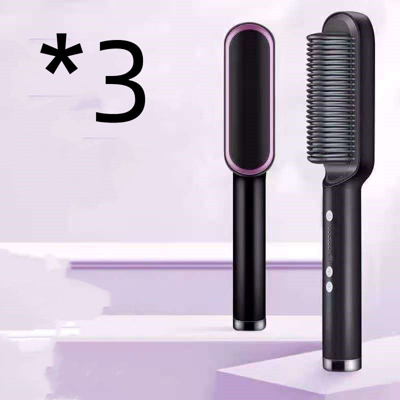 New 2 In 1 Hair Straightener Hot Comb Negative Ion Curling Tong Dual-purpose Electric Hair Brush MerchMallow