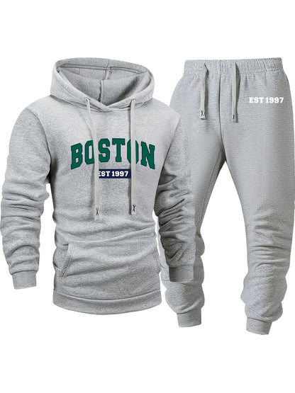 6pcs Men's Sportswear And Pants Set, Fashionable Street Style City Name Printed Sportswear for Autumn And Winter Outdoor Fitness Jogging Casual Wear, Soft, Warm And Comfortable Hooded Shirt And Pants|Men's Set.