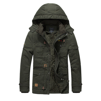 Men's Fleece Padded Jacket Mid-length Hooded Jacket MerchMallow