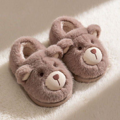 Plush Slippers Home Cotton Slippers Heel-wrapping Shoes Boys And Girls Warm Shoes MerchMallow