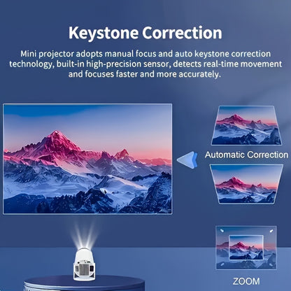 Portable 4K Smart Projector with WiFi 6 & BT 5.0, 1080P Native Resolution, 180° Rotatable Adjustable Screen, USB-Powered LED Light & Wireless Connectivity - Compatible with Netflix, YouTube, Prime Video for Home Theater, Out