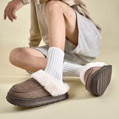 Indoor Home Non-slip Plush Thermal Base Men's Cotton Slippers MerchMallow