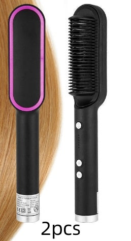New 2 In 1 Hair Straightener Hot Comb Negative Ion Curling Tong Dual-purpose Electric Hair Brush MerchMallow