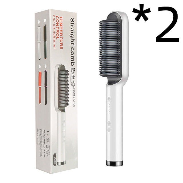 New 2 In 1 Hair Straightener Hot Comb Negative Ion Curling Tong Dual-purpose Electric Hair Brush MerchMallow