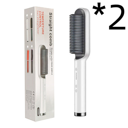 New 2 In 1 Hair Straightener Hot Comb Negative Ion Curling Tong Dual-purpose Electric Hair Brush MerchMallow