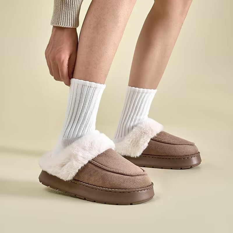 Indoor Home Non-slip Plush Thermal Base Men's Cotton Slippers MerchMallow