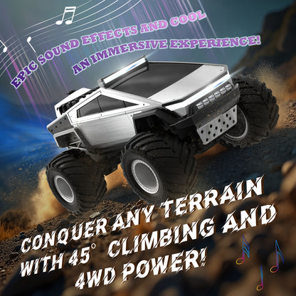 [RC Monster Truck Toy] 2.4GHz 4WD All Terrain RC Monster Truck Toy | Remote Control Off-road Vehicle with LED Lights, Music, Excellent Grip Big Wheels | Birthday, Christmas, Halloween Gifts for 6+ Boys And Girls