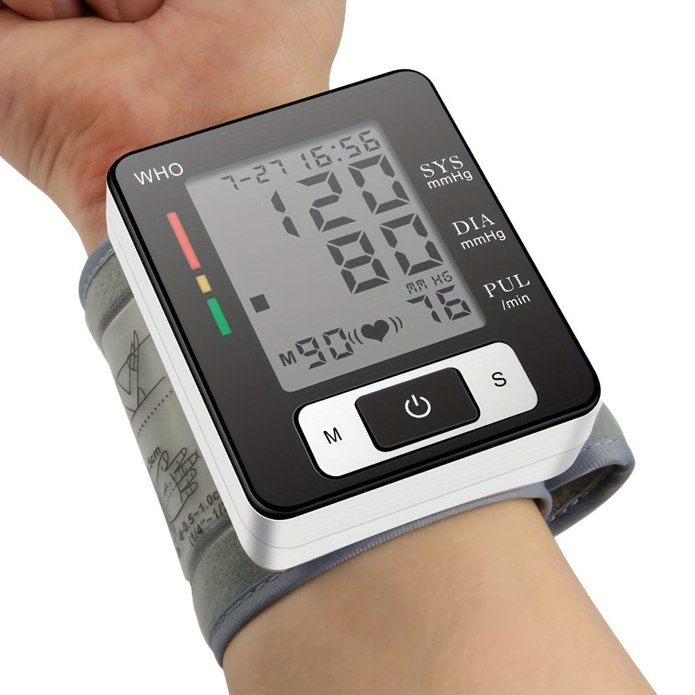 Premium Wrist Blood Pressure Monitor With Pulse Heart Rate, Blood Pressure Machine With Large LCD Display - Digital Automatic Blood Pressure Wrist Cuff And Carrying Case Included, Health Monitoring For Adult And Old