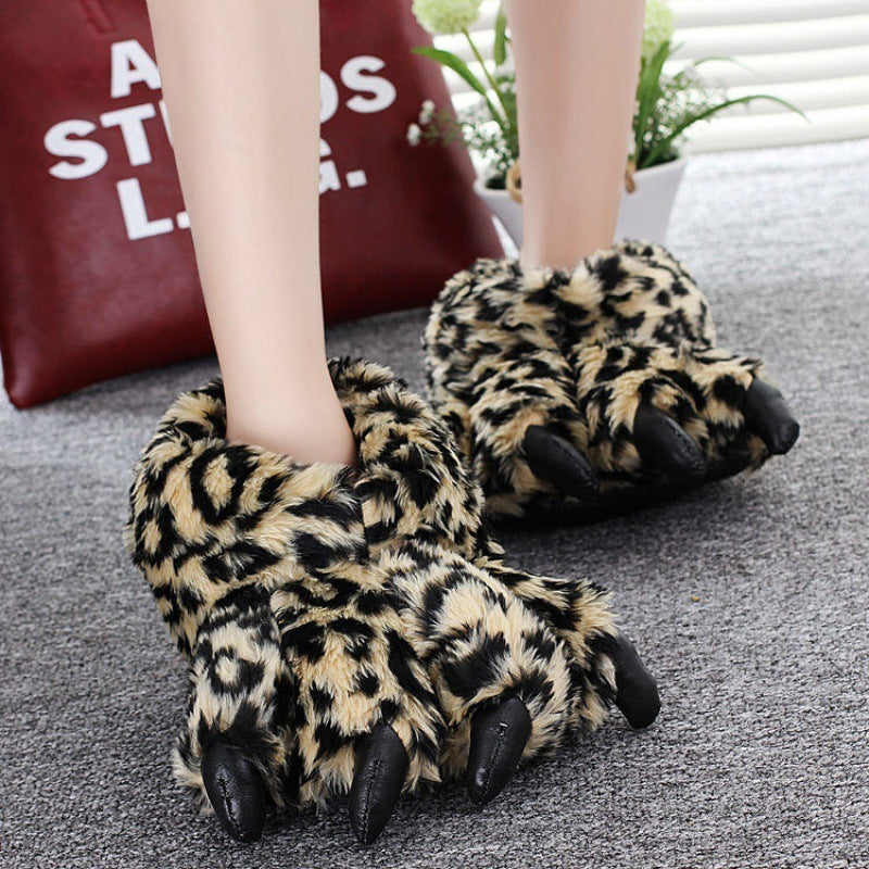 Animal Claw Cotton Slippers Men's And Women's Winter Hand Shaped Brush Fluffy Slippers Dinosaur Cotton MerchMallow